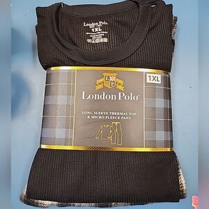 NWT London Polo Long Sleeve Thermal Top & Micro Fleece Pant